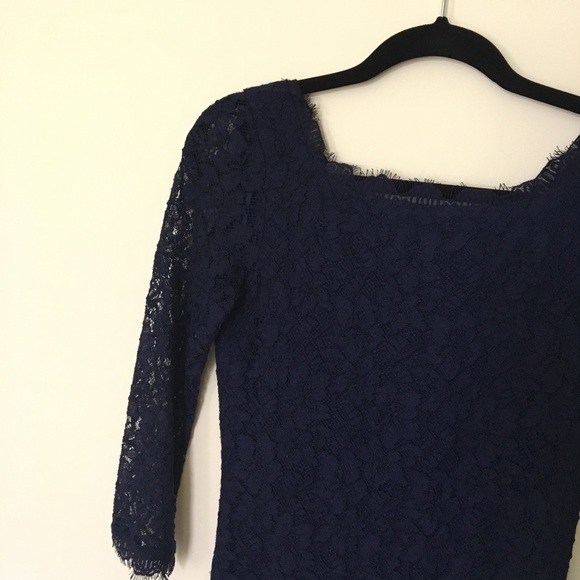 Diane Von Furstenberg Zarita Navy Blue Lace Dress Size 4 - Picture 5 of 8